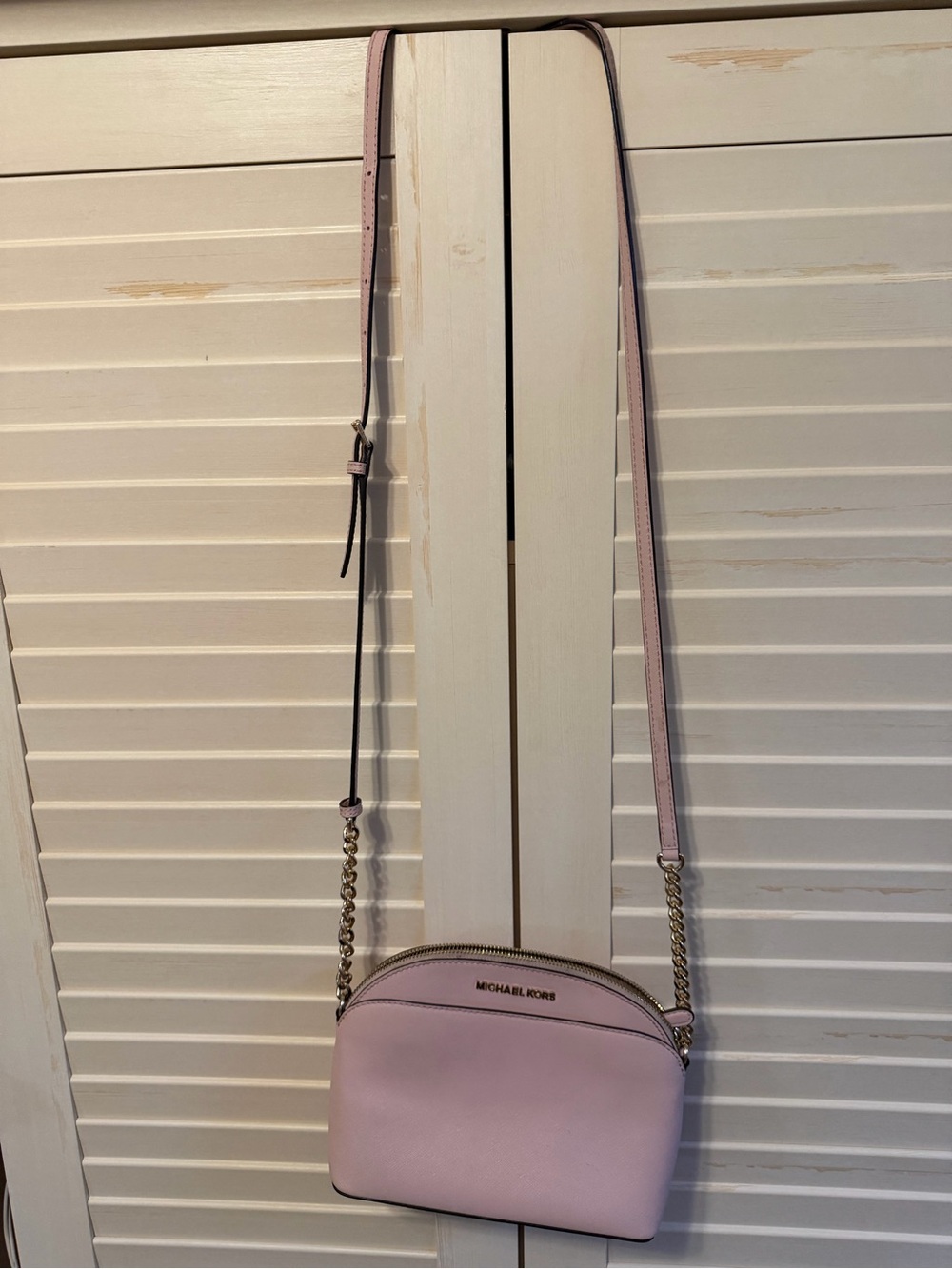 Michael Kors Light Pink Leather Chain-Strap Crossbody Bag